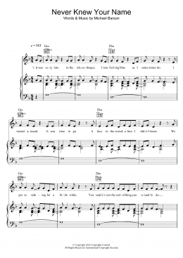 page one of Never Knew Your Name (Piano, Vocal & Guitar Chords)