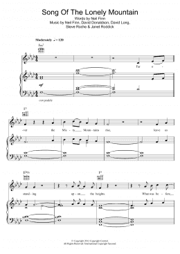 page one of Song Of The Lonely Mountain (from The Hobbit) (Piano, Vocal & Guitar Chords)