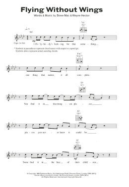 page one of Flying Without Wings (Lead Sheet / Fake Book)