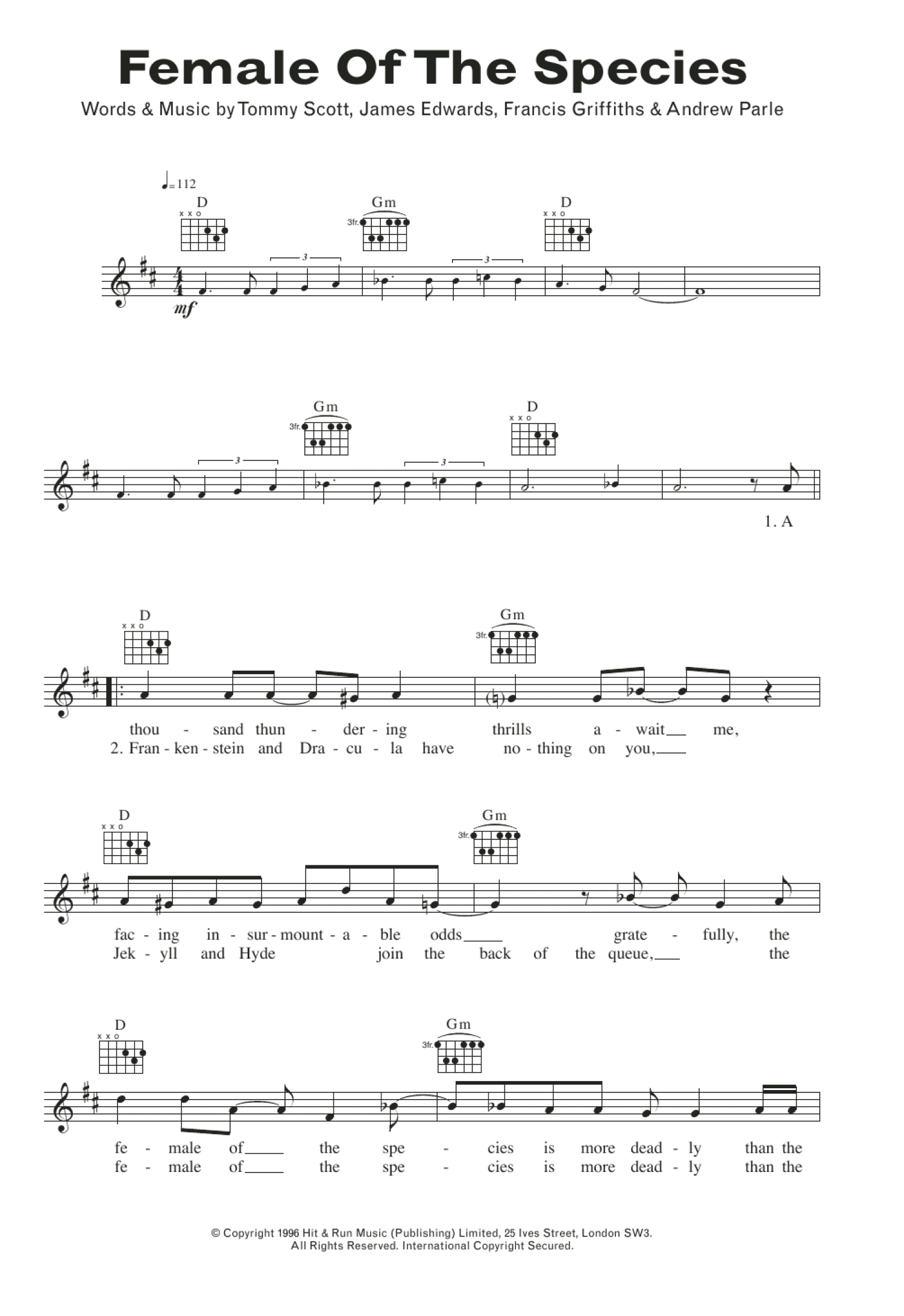 Female Of The Species (Lead Sheet / Fake Book)