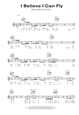 page one of I Believe I Can Fly (Lead Sheet / Fake Book)