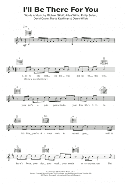 page one of I'll Be There For You (theme from Friends) (Lead Sheet / Fake Book)
