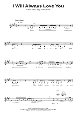page one of I Will Always Love You (Lead Sheet / Fake Book)