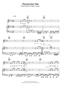 page one of Remember Me (featuring Jessie J) (Piano, Vocal & Guitar Chords)