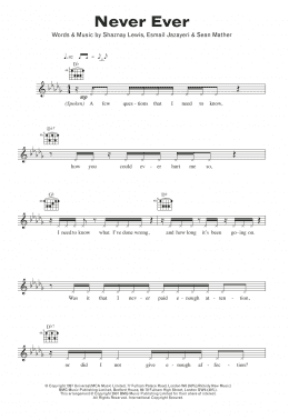 page one of Never Ever (Lead Sheet / Fake Book)