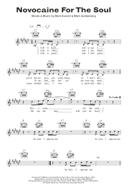 page one of Novocaine For The Soul (Lead Sheet / Fake Book)
