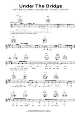 page one of Under The Bridge (Lead Sheet / Fake Book)