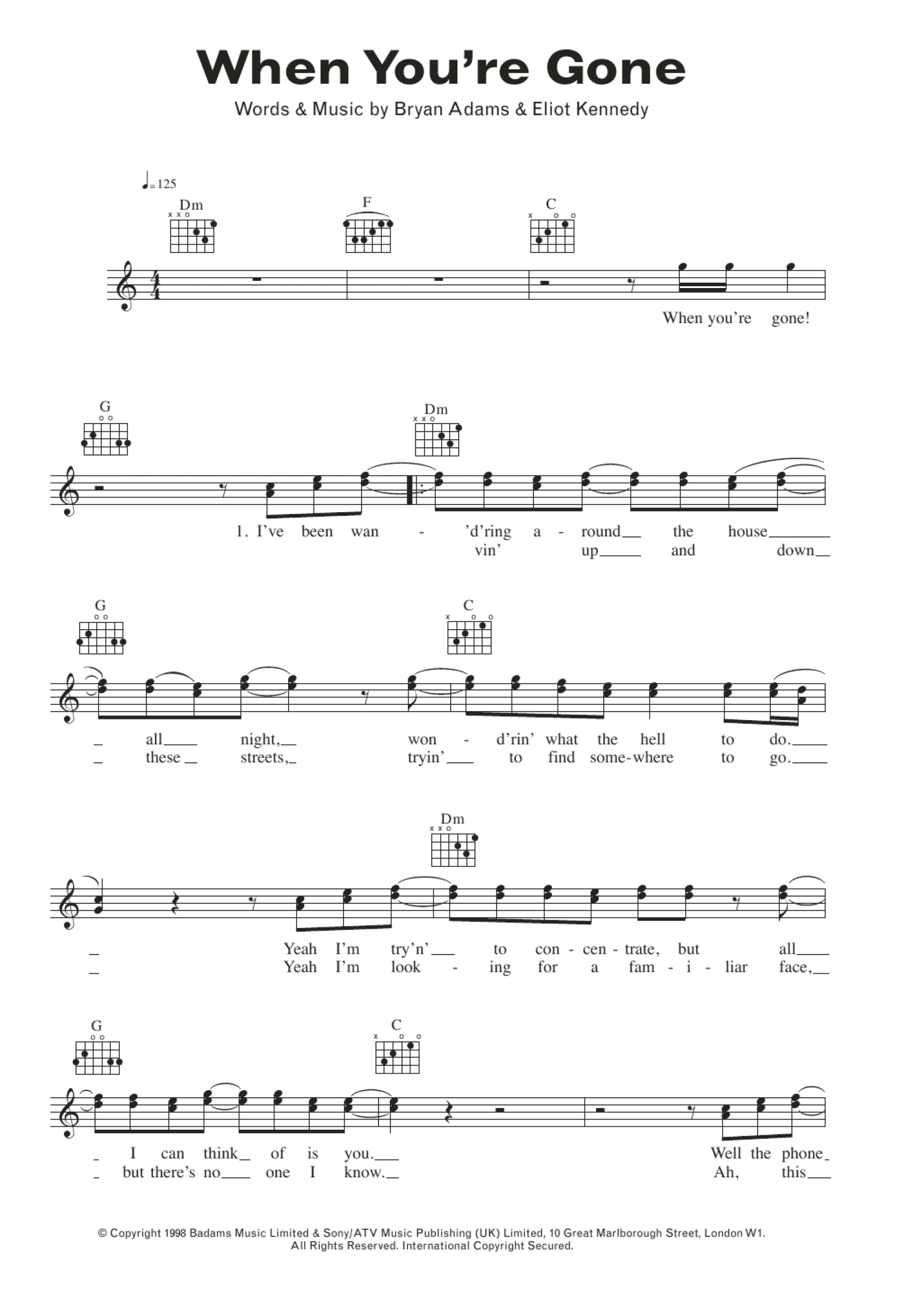 When You're Gone (Lead Sheet / Fake Book)