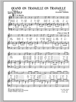 page one of Quand On Travaille On Travaille (Piano & Vocal)