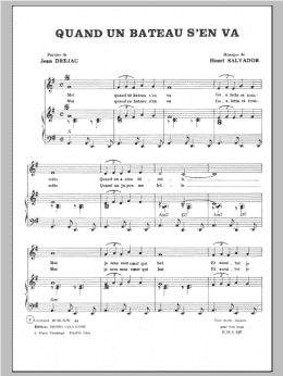 page one of Quand Un Bateau S'en Va (Piano & Vocal)