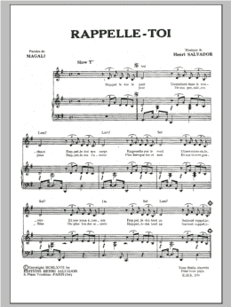 page one of Rappelle-Toi (Piano & Vocal)