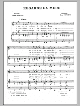 page one of Regarde Sa Mere (Piano & Vocal)