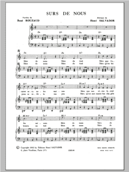 page one of Surs De Nous (Piano & Vocal)
