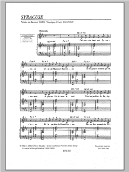 page one of Syracuse (Piano & Vocal)