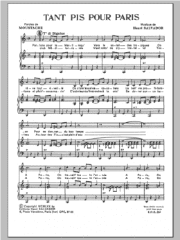 page one of Tant Pis Pour Paris (Piano & Vocal)