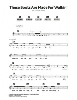 page one of These Boots Are Made For Walking (Piano Chords/Lyrics)