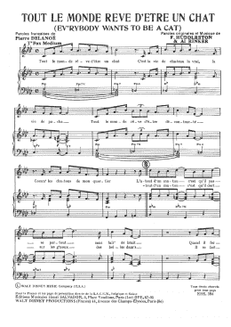 page one of Tout Le Monde Reve D'etre Un Chat (Ev'rybody Wants To Be A Cat) (Piano & Vocal)