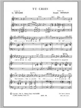 page one of Tu Cries (Piano & Vocal)