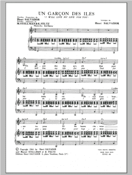 page one of Garcon Des Iles (Adapt De I Will Live My Life For You) (Piano & Vocal)