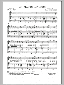 page one of Matin Magique (Piano & Vocal)