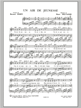 page one of Un Air De Jeunesse (Piano & Vocal)