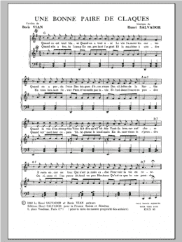 page one of Une Bonne Paire De Claques (Piano & Vocal)