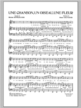 page one of Chanson Un Oiseau Une Fleur (Piano & Vocal)