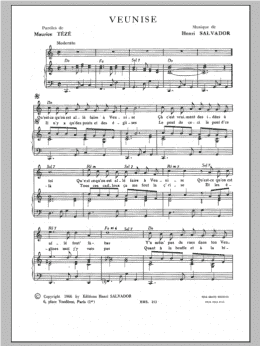 page one of Veunise (Piano & Vocal)