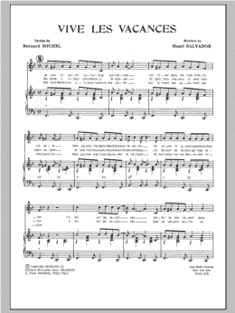 page one of Vive Les Vacances (Piano & Vocal)