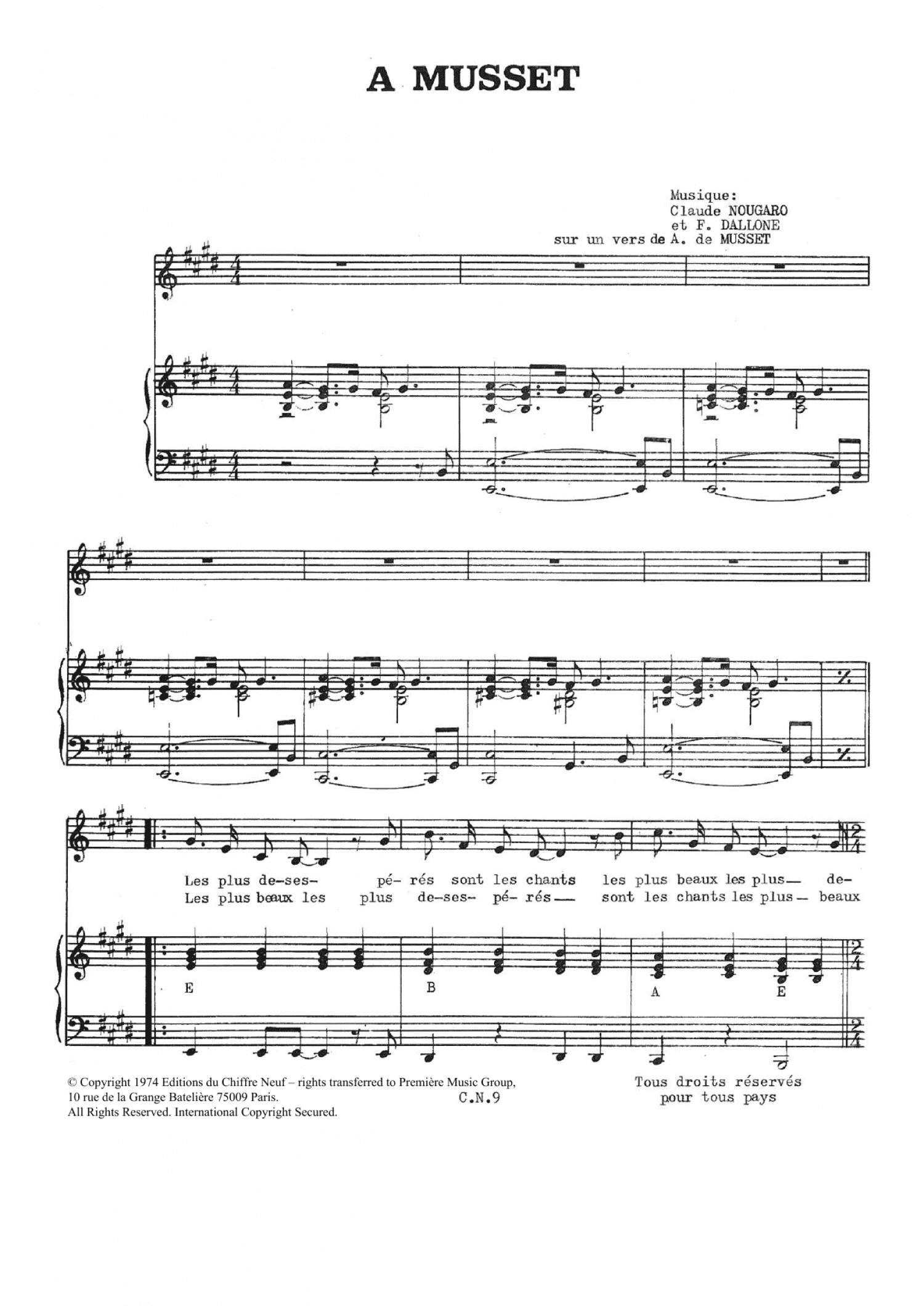 A Musset (Piano & Vocal)