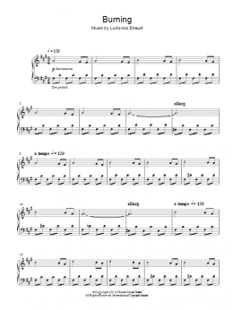 page one of Burning (Piano Solo)