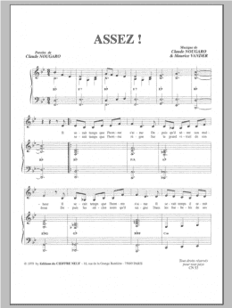 page one of Assez (Piano & Vocal)