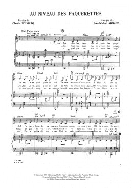 page one of Au Niveau Des Paquerettes (Piano & Vocal)