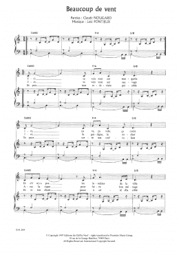 page one of Beaucoup De Vent (Piano & Vocal)