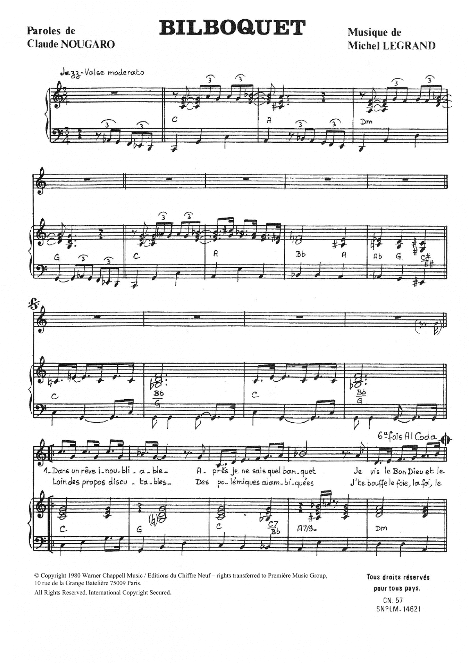 Bilboquet (Piano & Vocal)