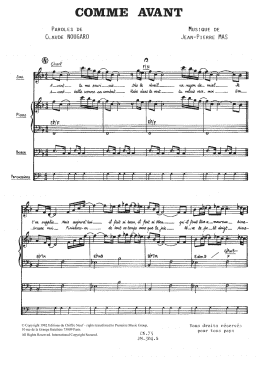 page one of Comme Avant (Piano & Vocal)