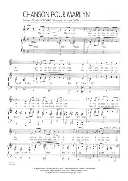 page one of Chanson Pour Marilyn (Piano & Vocal)
