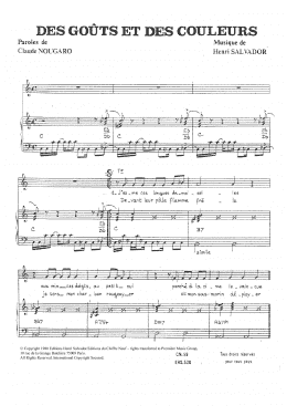page one of Gouts Et Des Couleurs (Piano & Vocal)