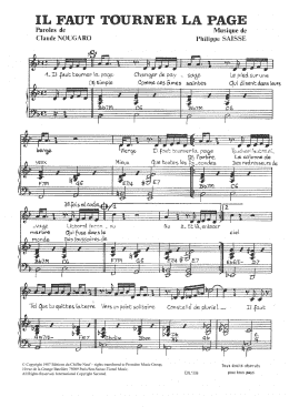page one of Il Faut Tourner La Page (Piano & Vocal)