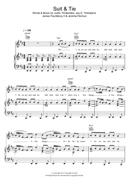 page one of Suit and Tie (featuring Jay-Z) (Piano, Vocal & Guitar Chords)