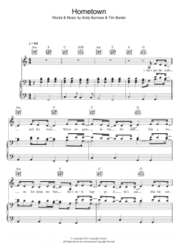 page one of Hometown (Piano, Vocal & Guitar Chords)