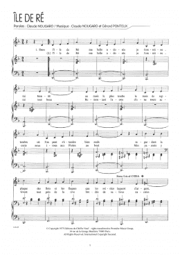 page one of Ile De Re (Piano & Vocal)