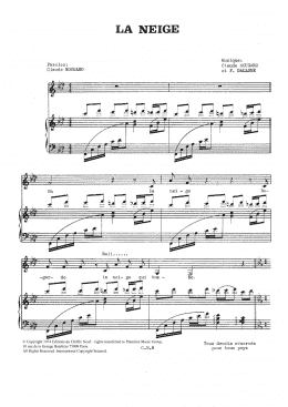 page one of La Neige (Piano & Vocal)