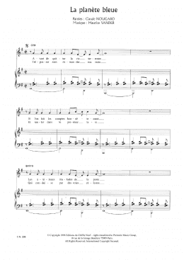 page one of La Planete Bleue (Piano & Vocal)