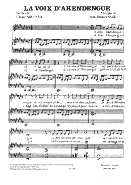 page one of Voix D'akendengue (Piano & Vocal)