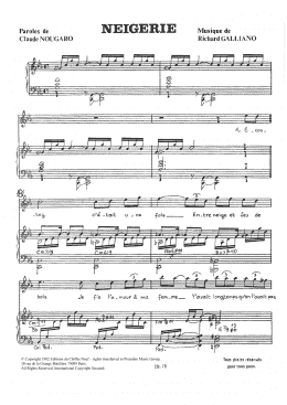 page one of Neigerie (Piano & Vocal)