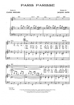 page one of Paris Parisse (Piano & Vocal)