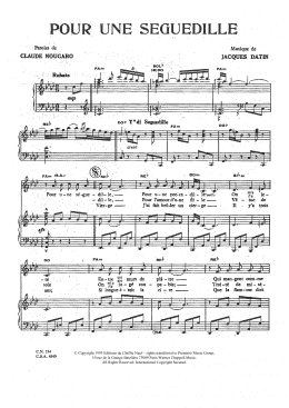 page one of Pour Une Seguedille (Piano & Vocal)