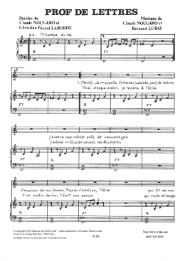 page one of Prof De Lettres (Piano & Vocal)