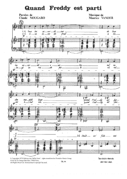 page one of Quand Freddy Est Parti (Piano & Vocal)